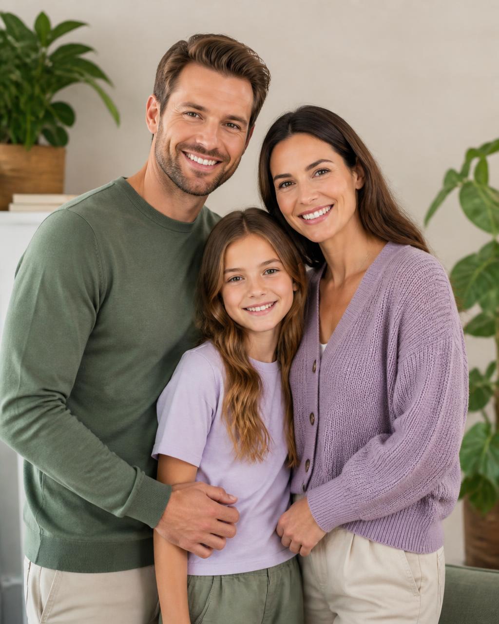 A family with fresh, healthy smiles after dental cleanings